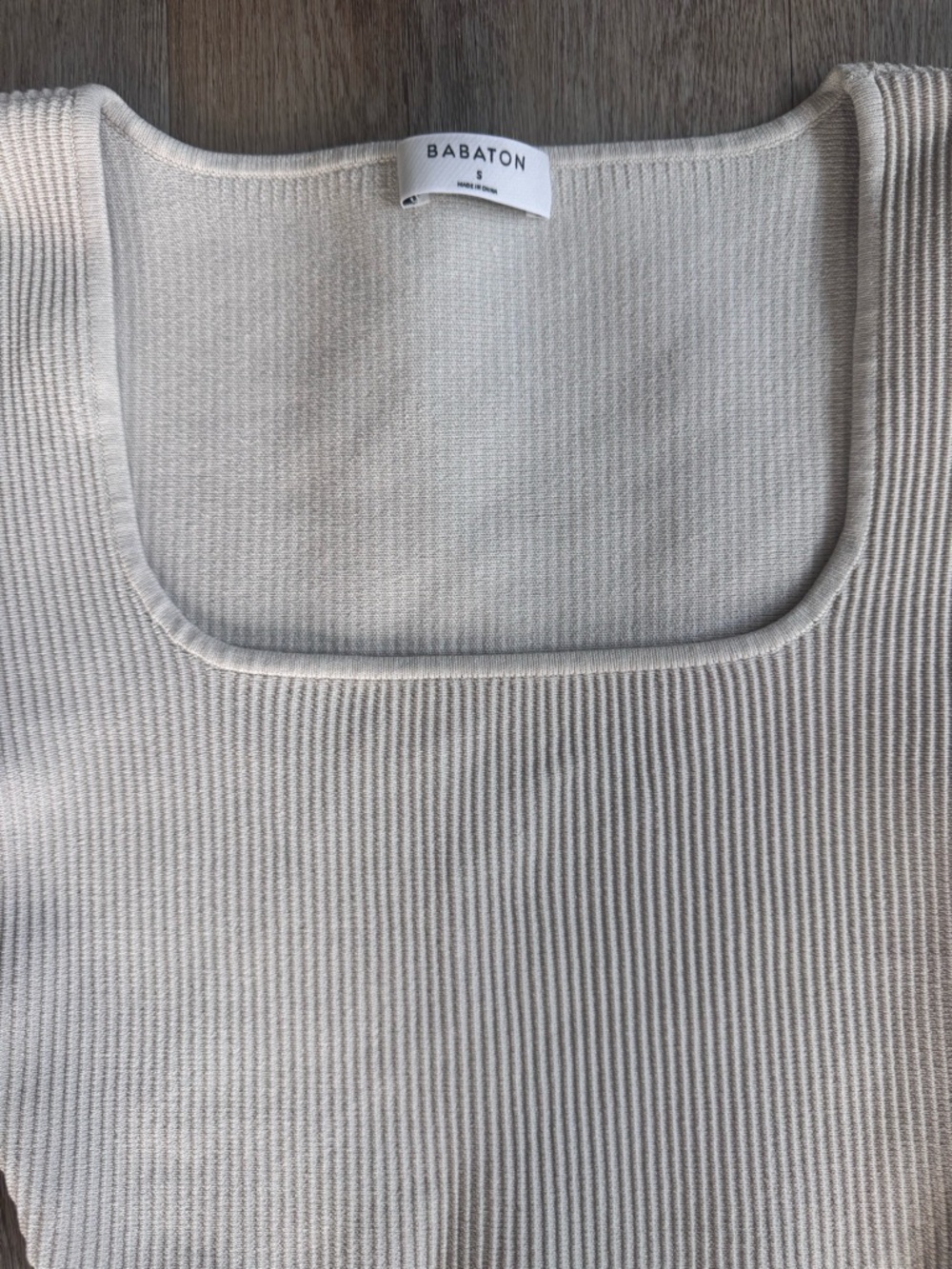 Babaton Ivory Ribbed Square-Neck Crop Top - Picture 2 of 3